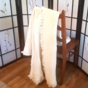 Cream Knit Heart Throw Blanket 66 x 45 Home Decor